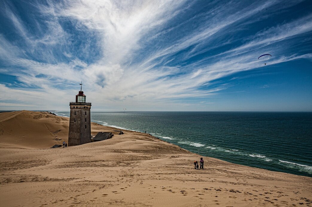 Rubjerg Knude Lighthouse on sand dunes